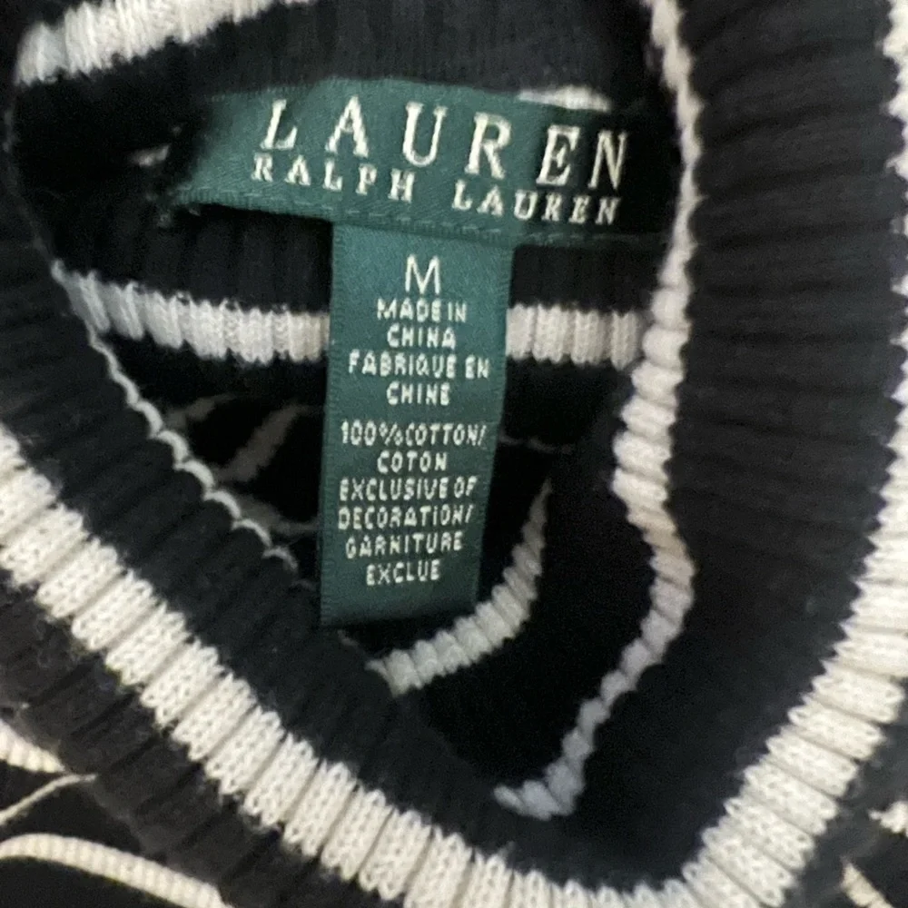 Womens Lauren Ralph Lauren black white stripe turtleneck sweater - Picture 2 of 3